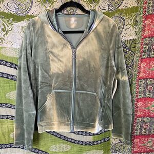 NWT Jones New York Green Acid Washed Velour Sports Hoodie Size Large
